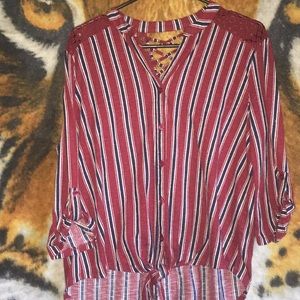 Polyester button down top